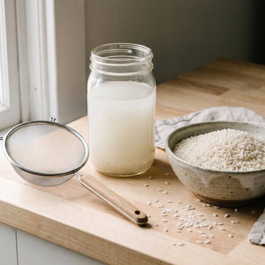 Rice water in a jar